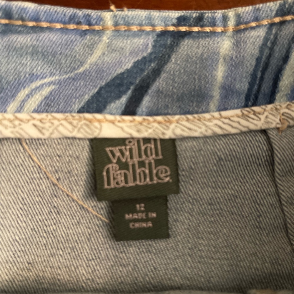 Women’s Wild Fable Blue Denim Marble Pattern Mini Skirt Stretchy Y2K 90’s Sz 12 - Picture 5 of 7